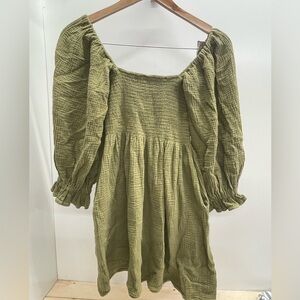 Chic Long Sleeve Olive Dress